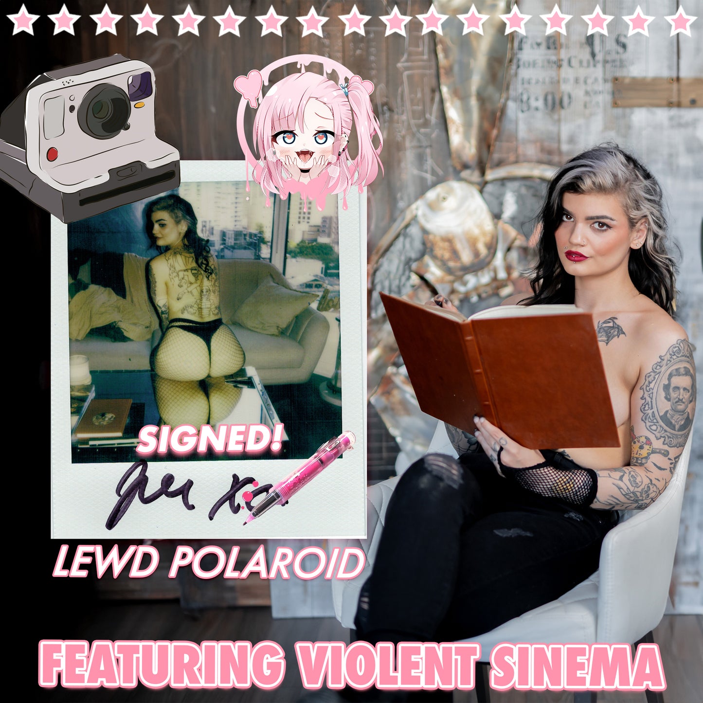 Violent Sinema Polaroid - Mystic Healer and Boudoir Model Signed Collectible