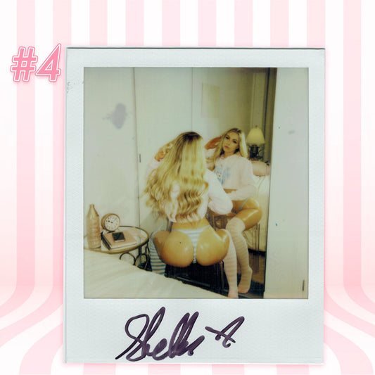 OhhShelly — Ahegao Catgirl Crop Hoodie + Blue Shimapan Panties Polaroid #04