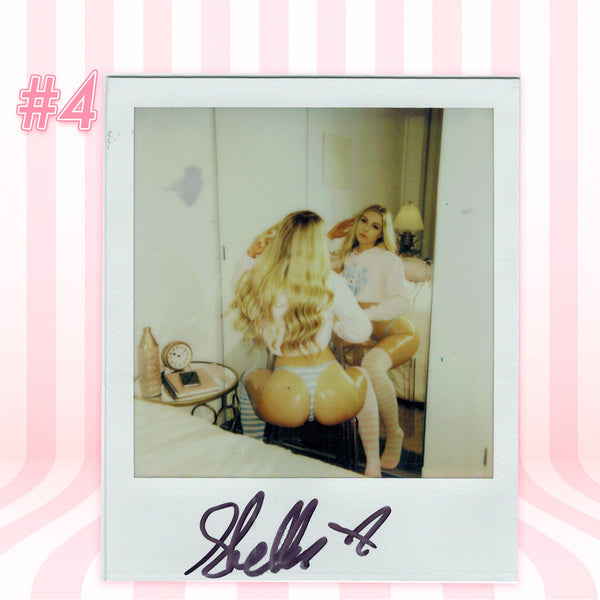 OhhShelly — Ahegao Catgirl Crop Hoodie + Blue Shimapan Panties Polaroid #04