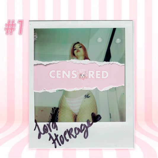 Lord Hoekage — Ahegao Face Crop Hoodie + Pink Shimapan Panties + Pink Fishnet Tights Polaroid #01