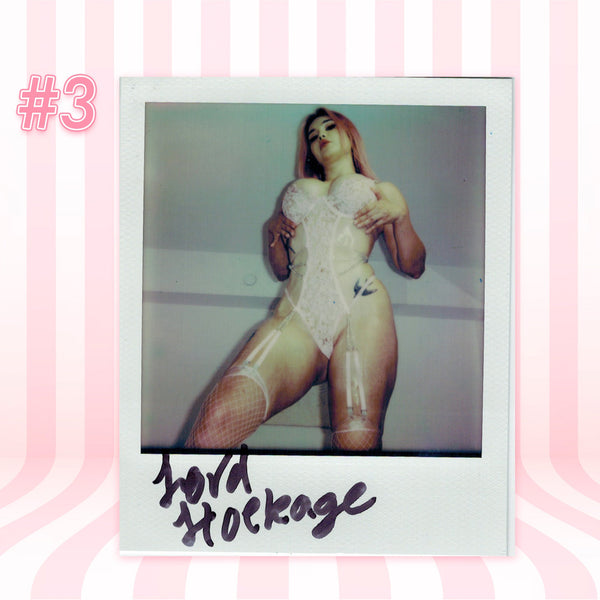Lord Hoekage — Ahegao Face Crop Hoodie + Pink Shimapan Panties + Pink Fishnet Tights Polaroid #03