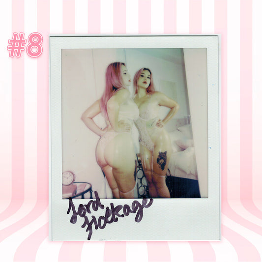 Lord Hoekage — Ahegao Face Crop Hoodie + Pink Shimapan Panties + Pink Fishnet Tights Polaroid #08