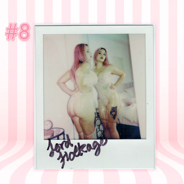 Lord Hoekage — Ahegao Face Crop Hoodie + Pink Shimapan Panties + Pink Fishnet Tights Polaroid #08
